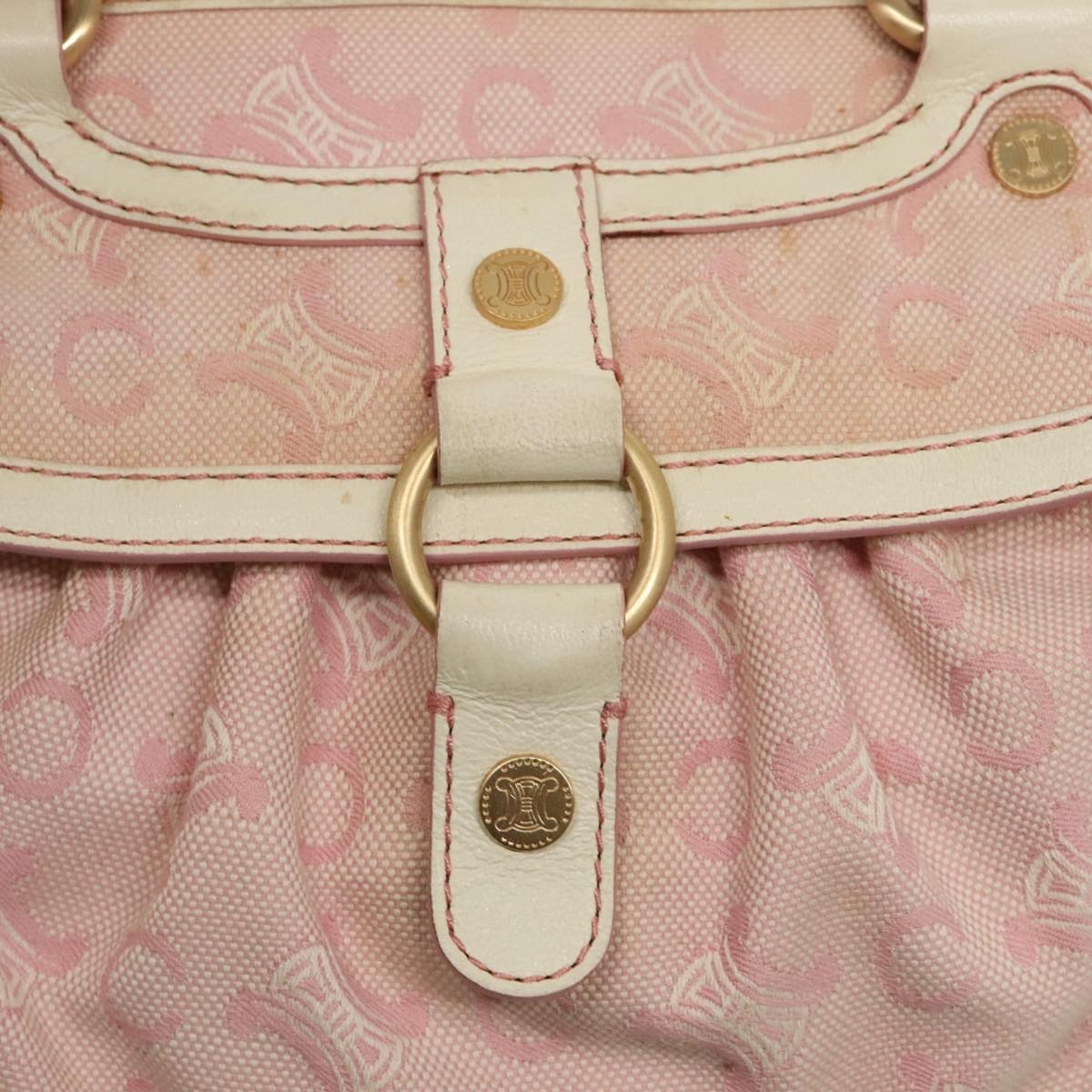 CELINE C Macadam Canvas Hand Bag Pink Gold - 10