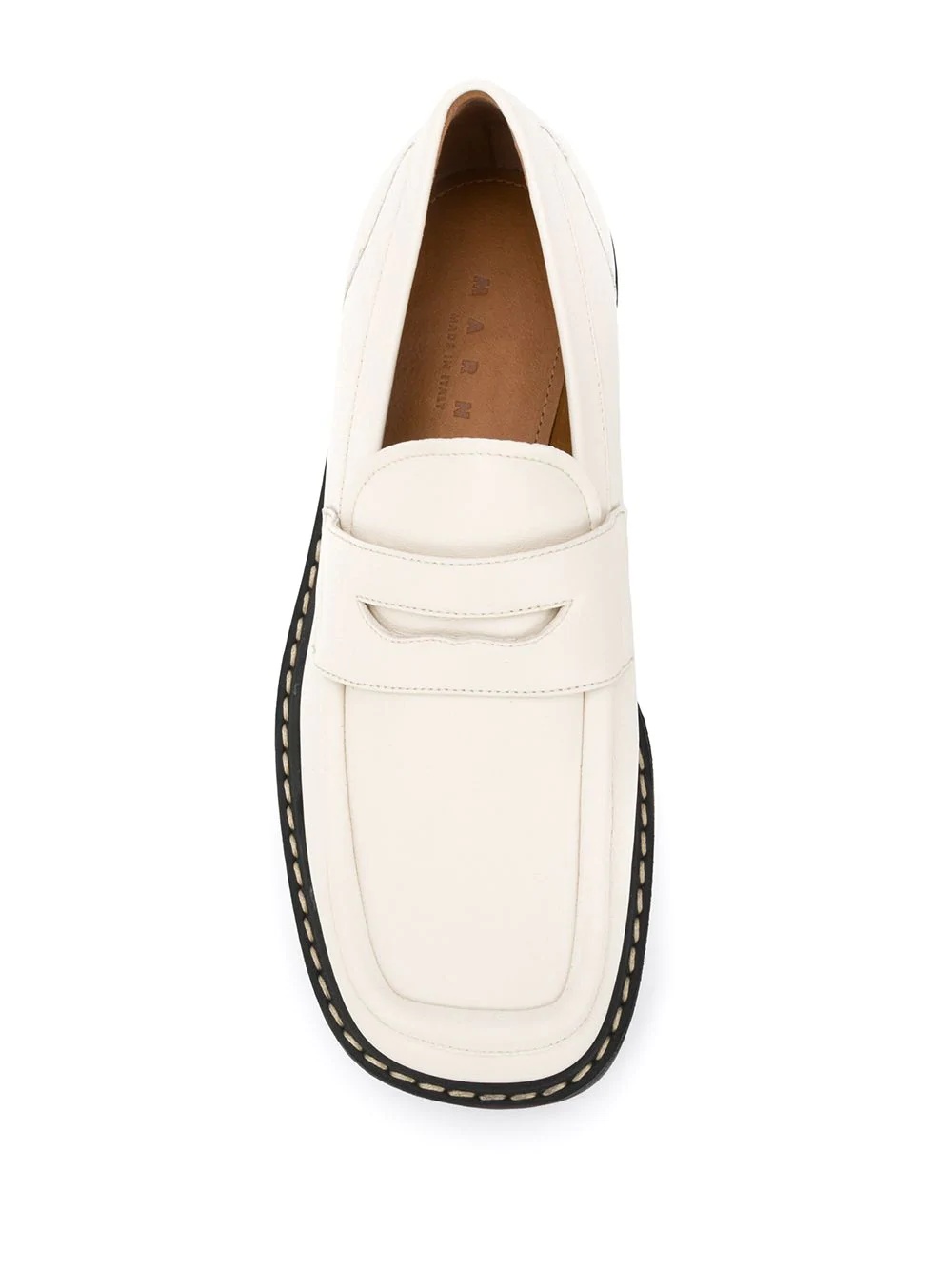 square-toe platform leather loafers - 4