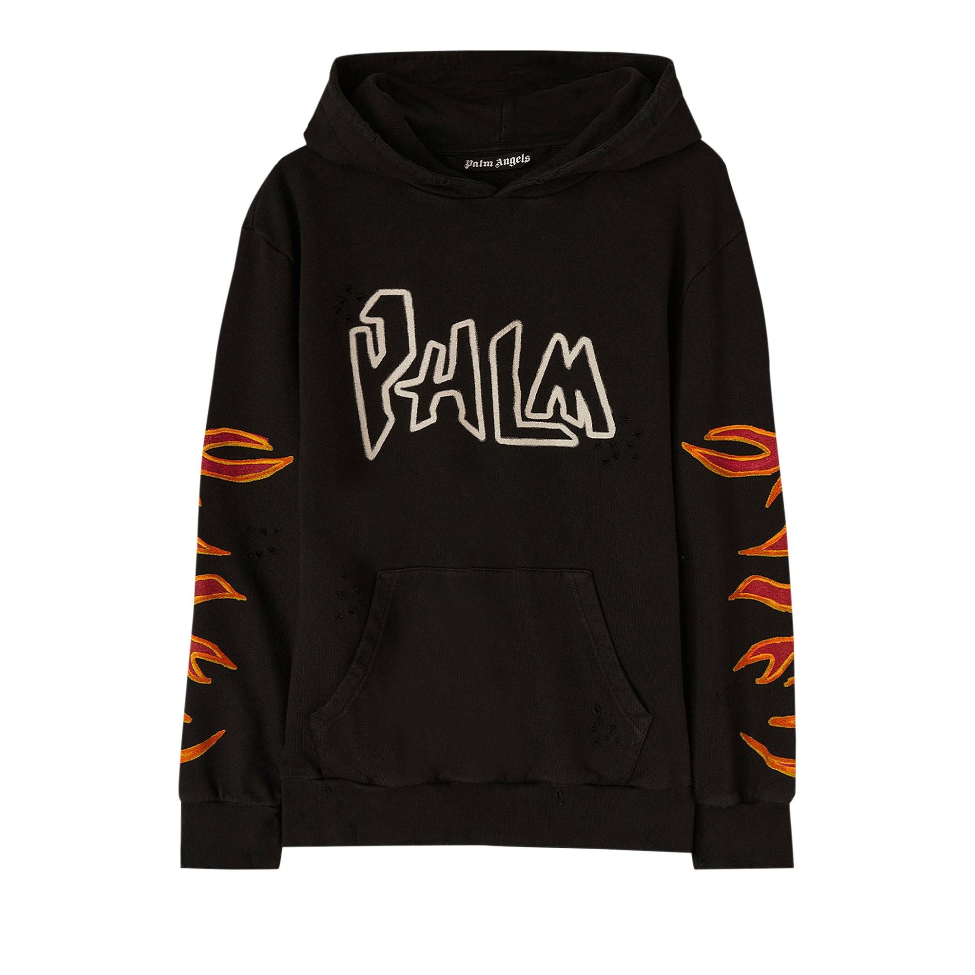 Palm Angels Graffiti Flames Hoody 'Black/White' - 1