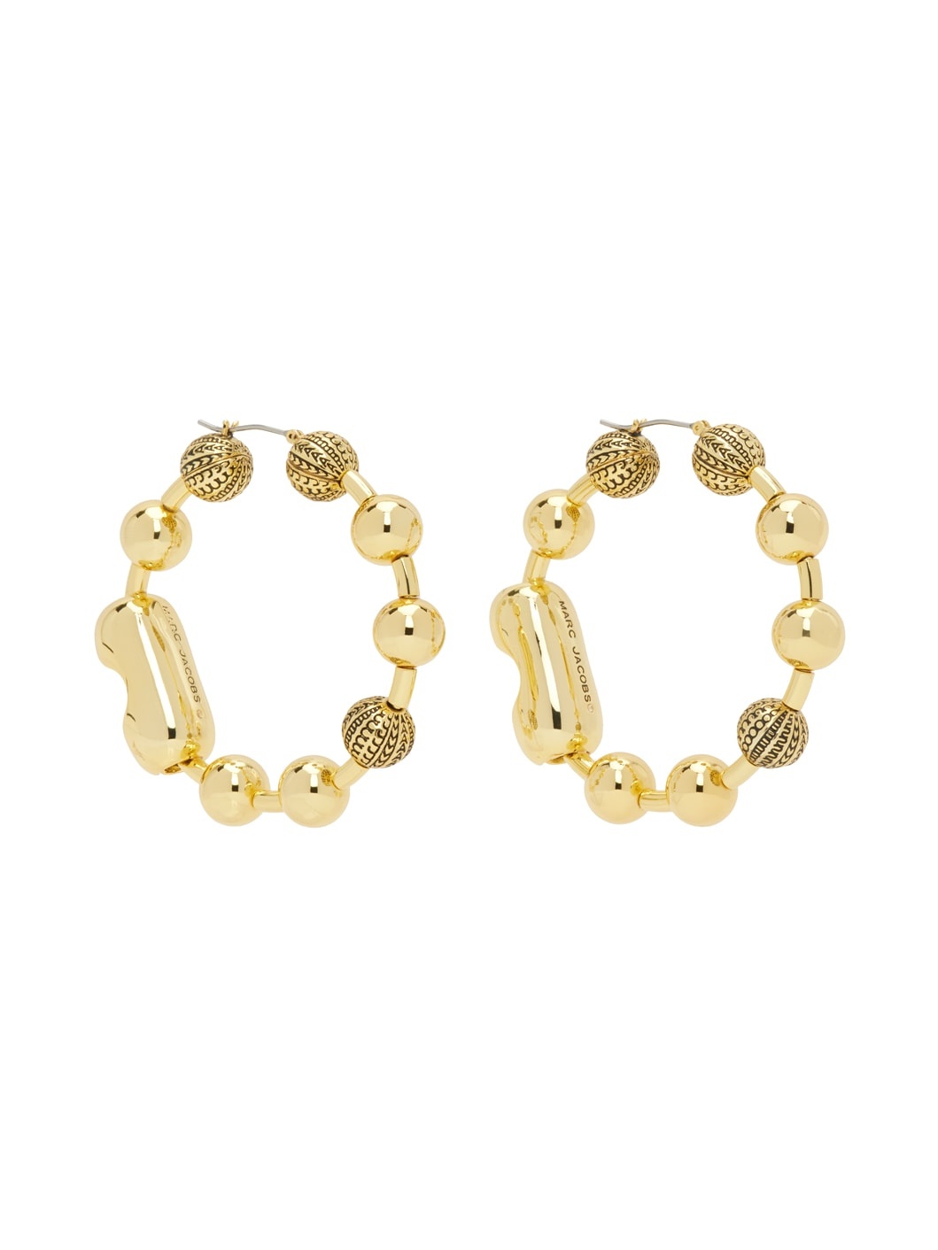 Gold 'The Monogram Ball Chain Hoop' Earrings - 2