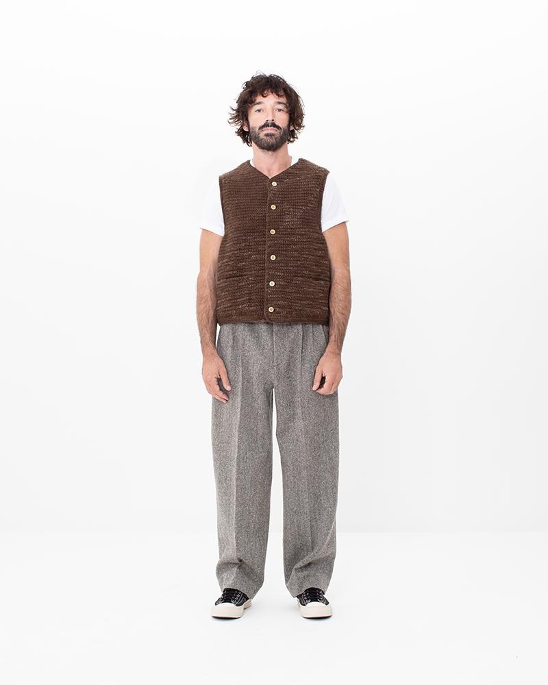 CROCHET KNIT VEST (N.D.) BROWN - 5