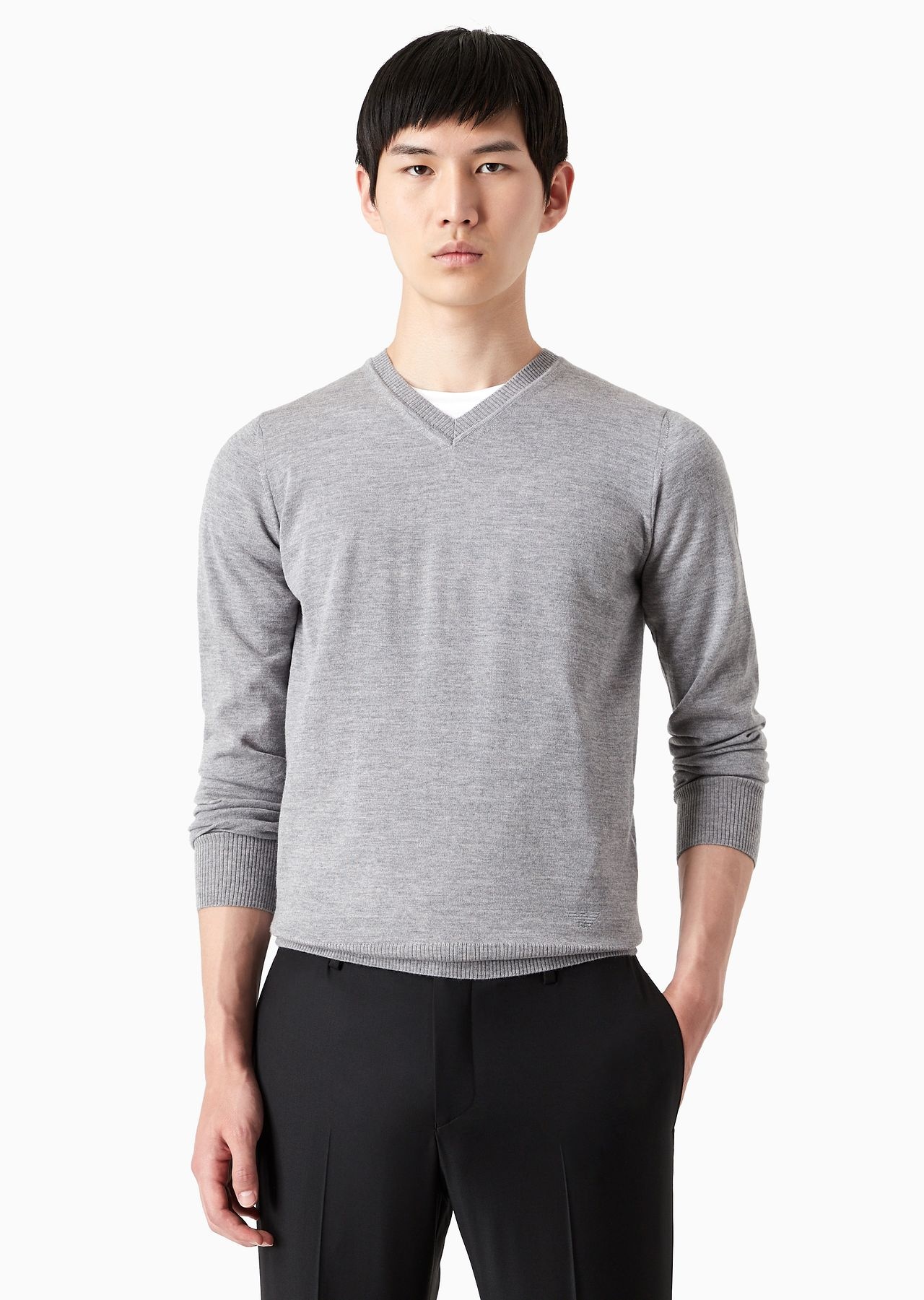 Pure virgin wool V-neck jumper - 3