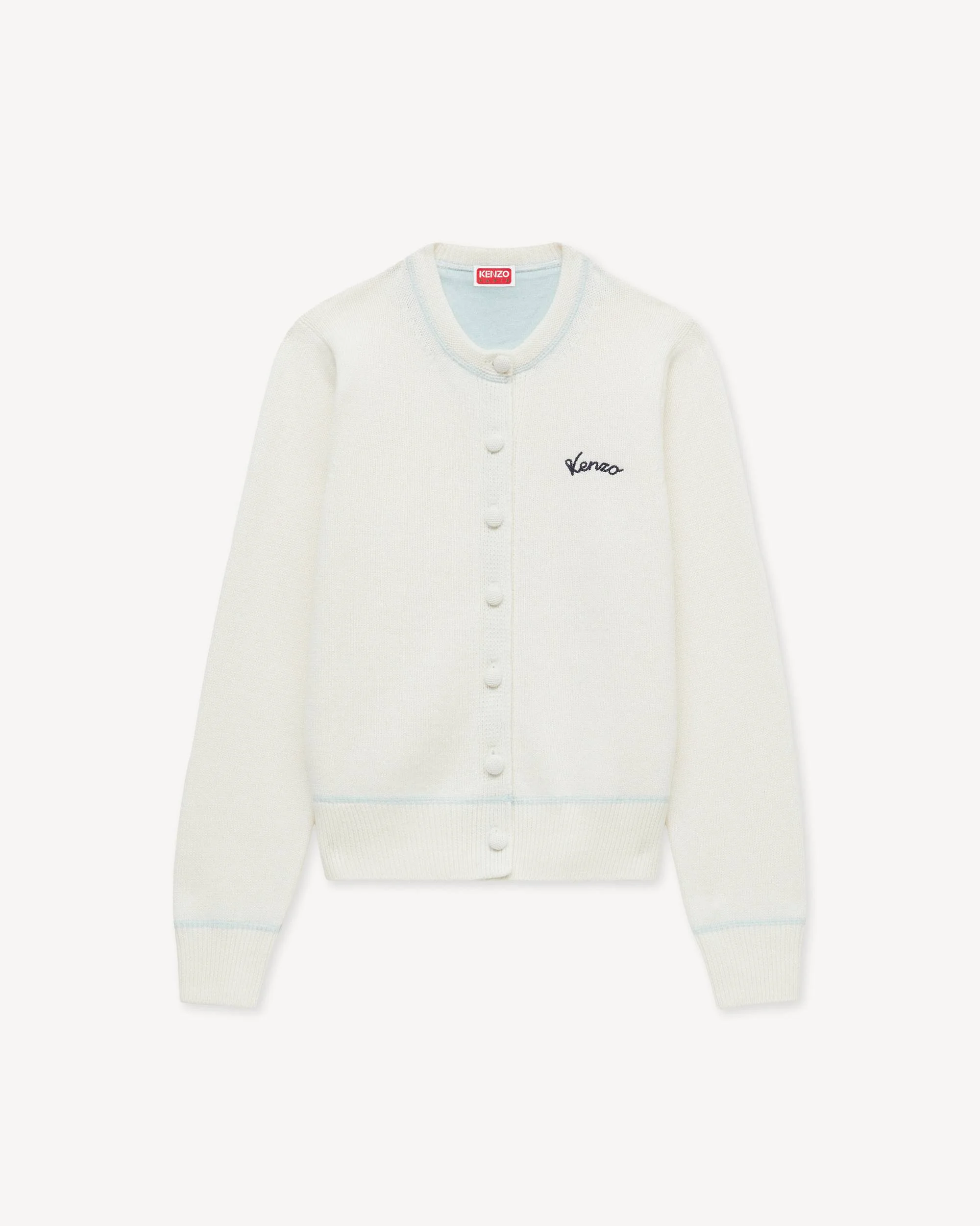 'KENZO Varsity' embroidered cardigan in cotton wool - 1