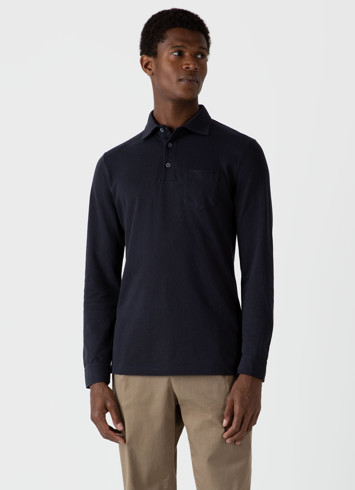 Sunspel x WM Brown Long Sleeve Polo Shirt - 2