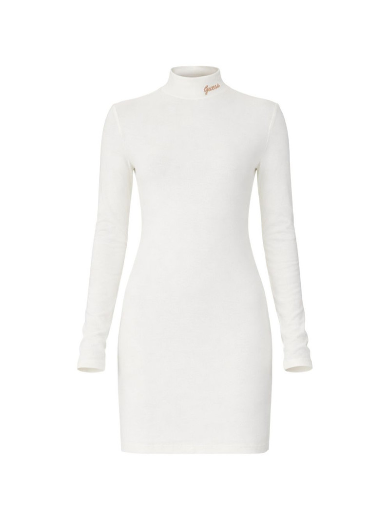 long-sleeve logo-embroidery mini dress 1