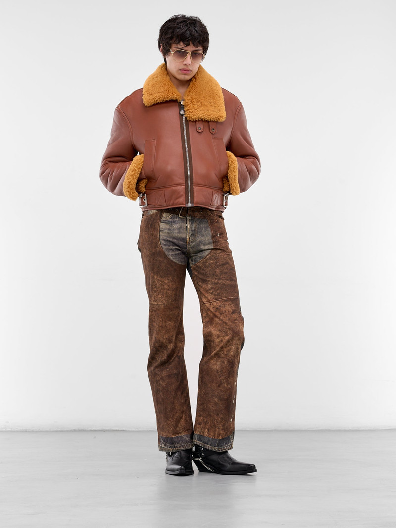 Acne Studios Brown Shearling Leather Biker Jacket outlook