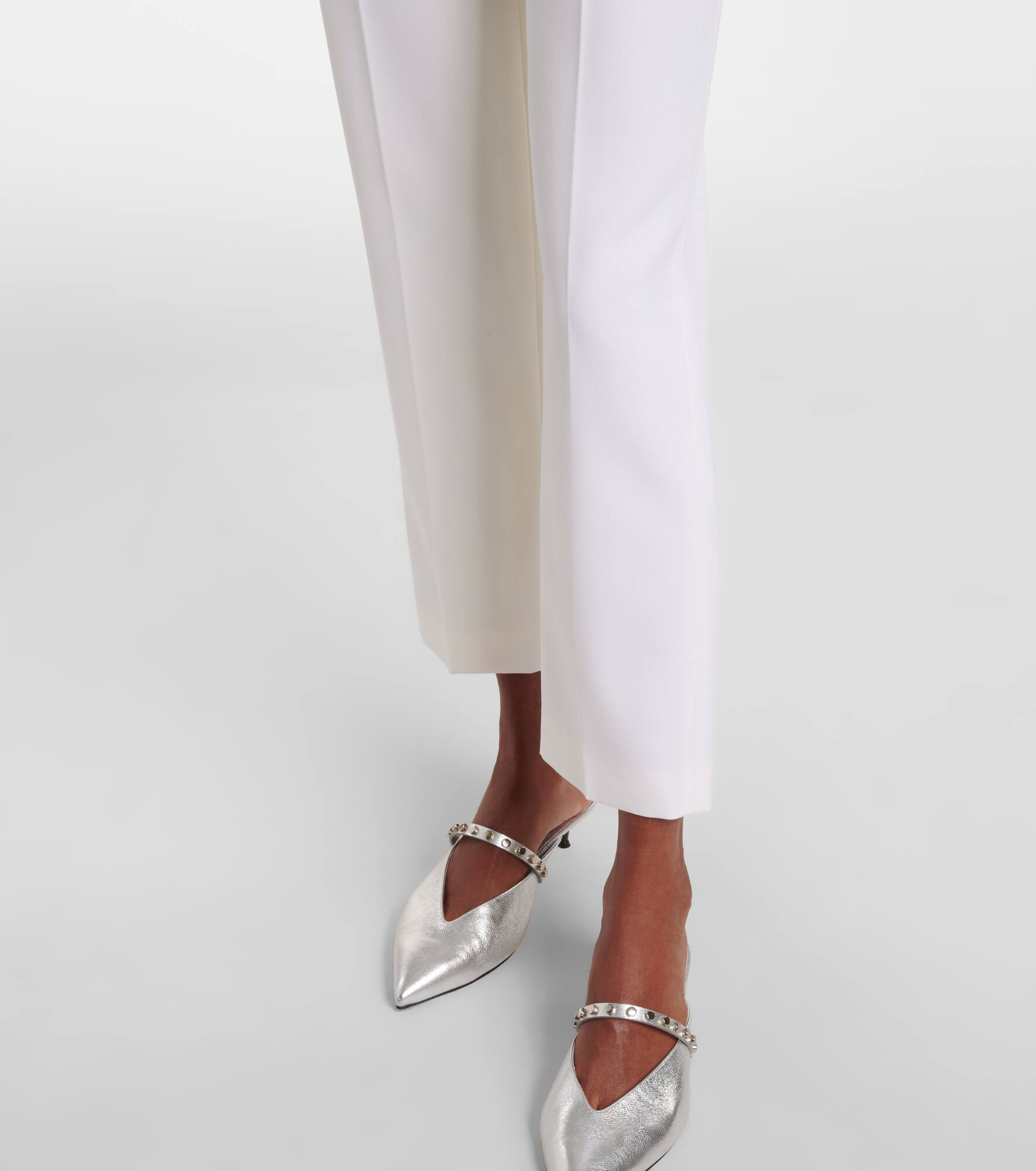 Cropped wool gabardine flared pants - 5