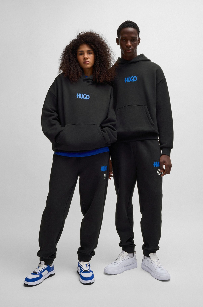 HUGO COTTON-TERRY HOODIE WITH HAPPY HUGO LOGO ON BACK outlook