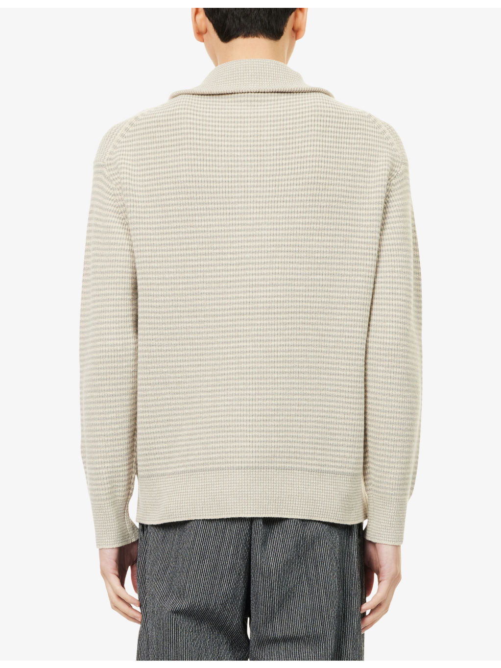Striped Half-Zip Knitted Jumper - 4
