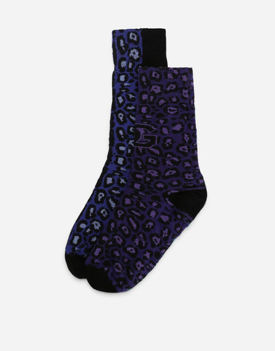 Dolce & Gabbana Stretch cotton jacquard socks with tiger design and DG logo outlook