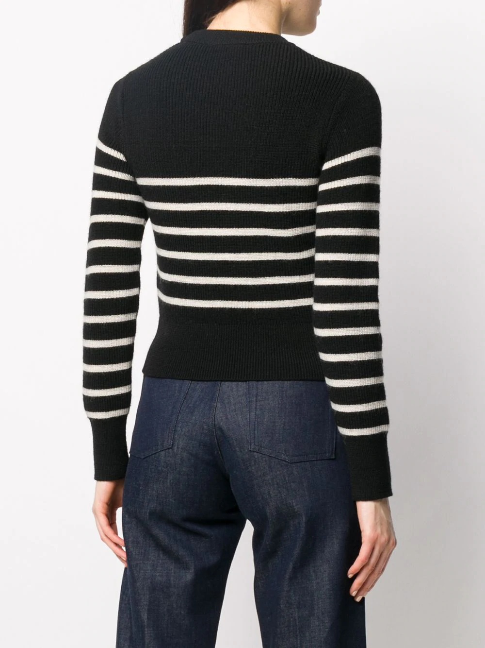 logo-embroidered striped jumper - 4