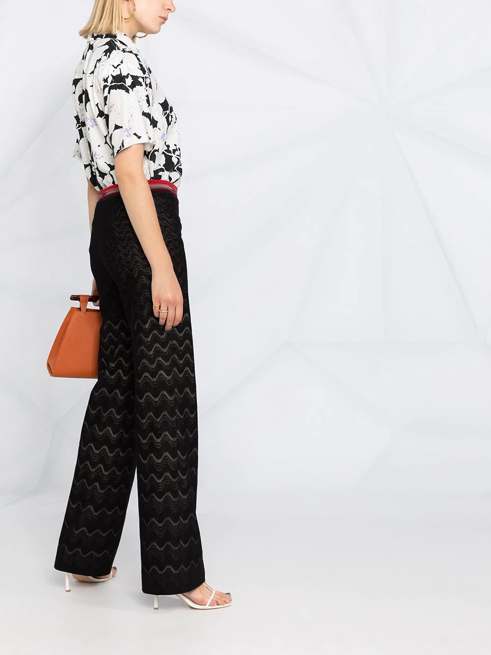 geometric-pattern knit trousers - 4