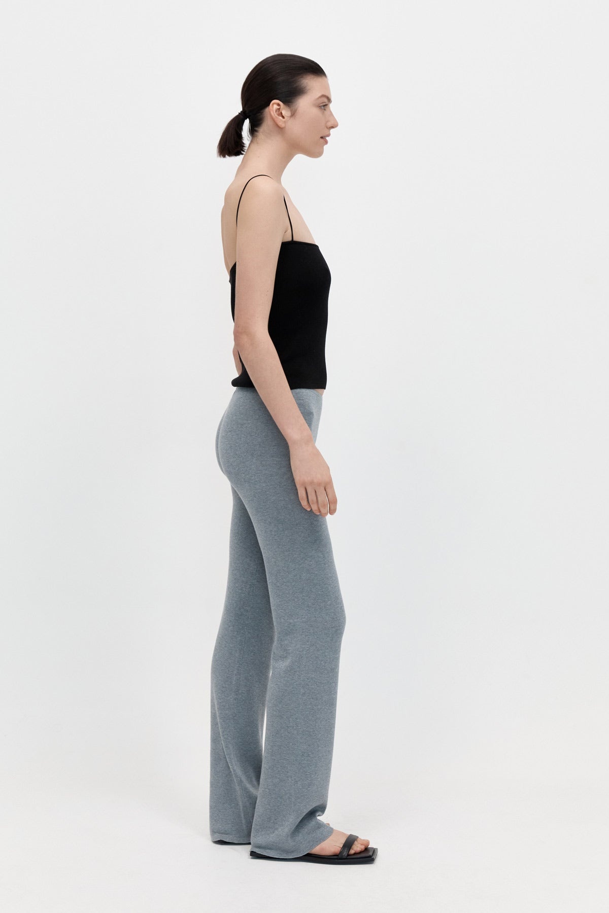 Low Waist Knit Pants - Grey Marle - 2