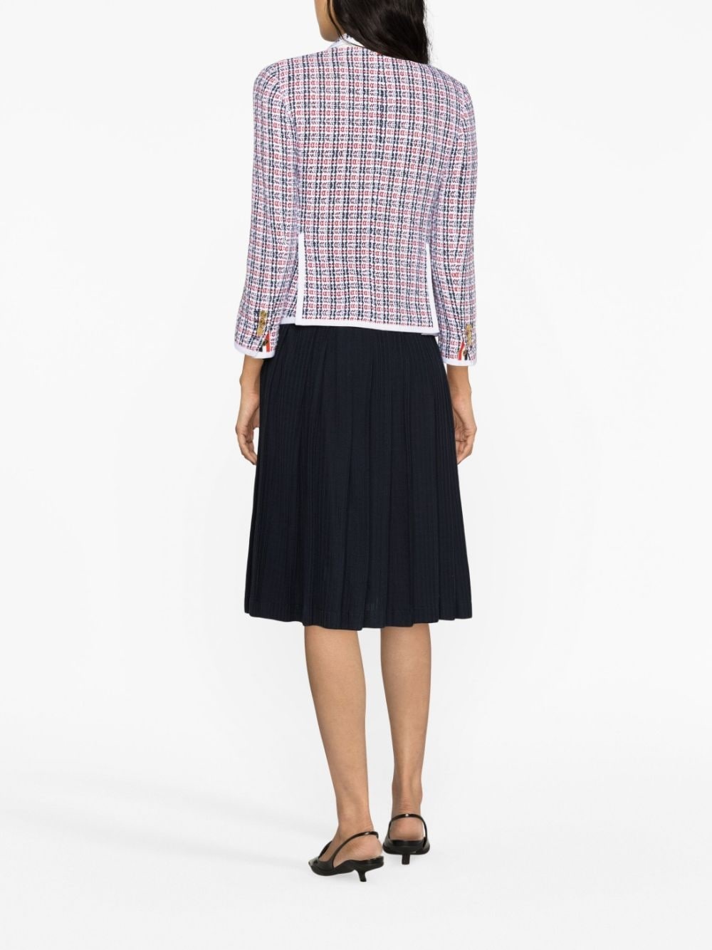 check-pattern tweed jacket - 3