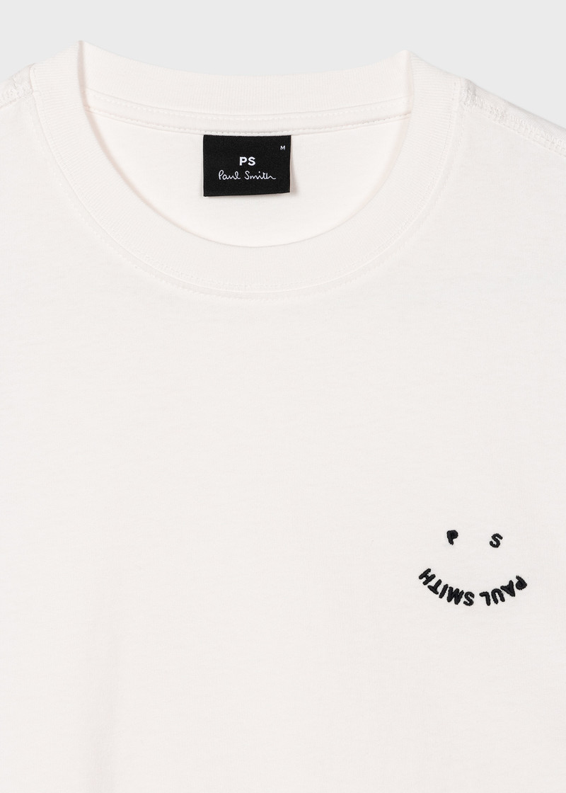 Paul Smith White Embroidered 'Happy' T-Shirt outlook