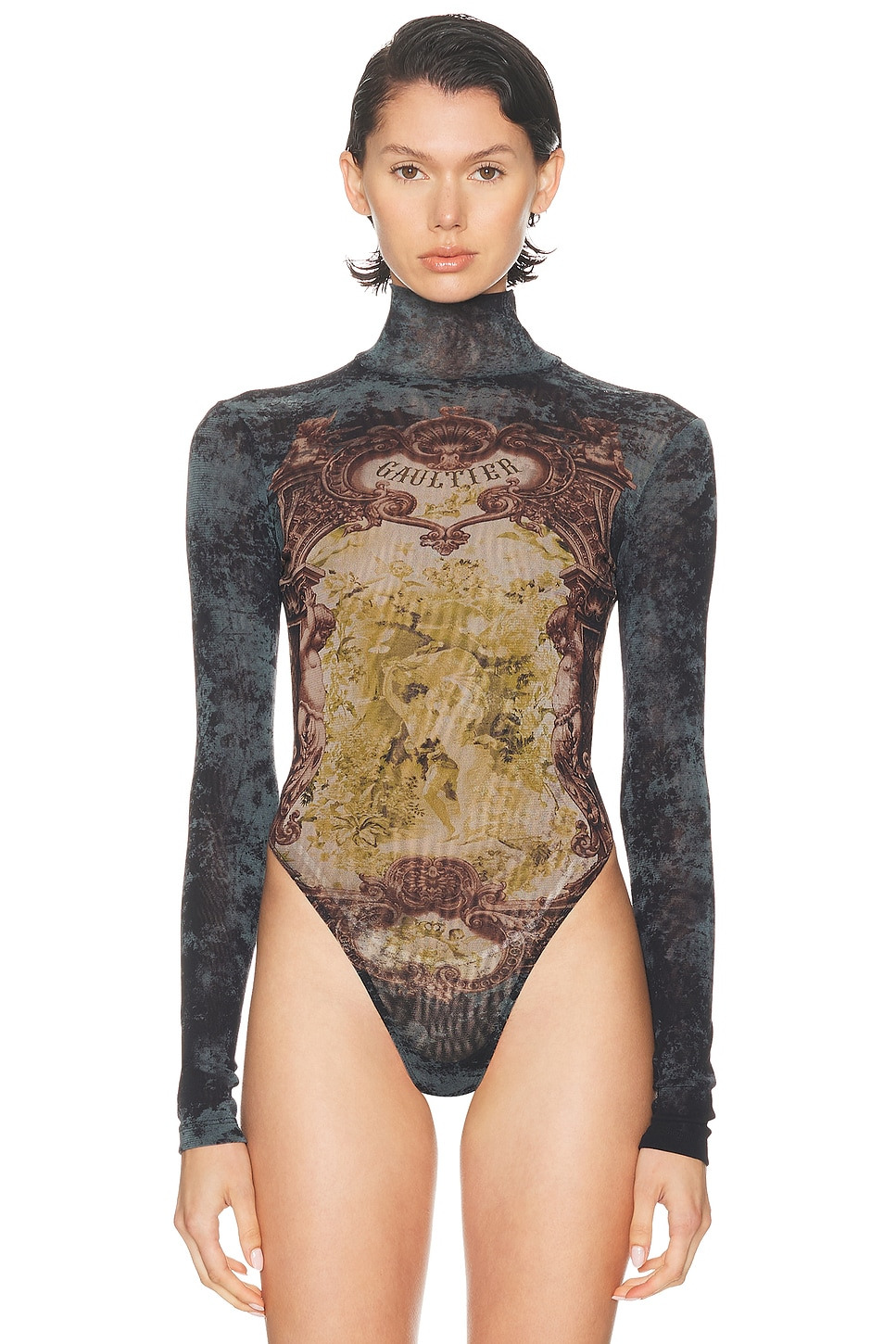 Medaillon Printed Open Back Bodysuit - 2
