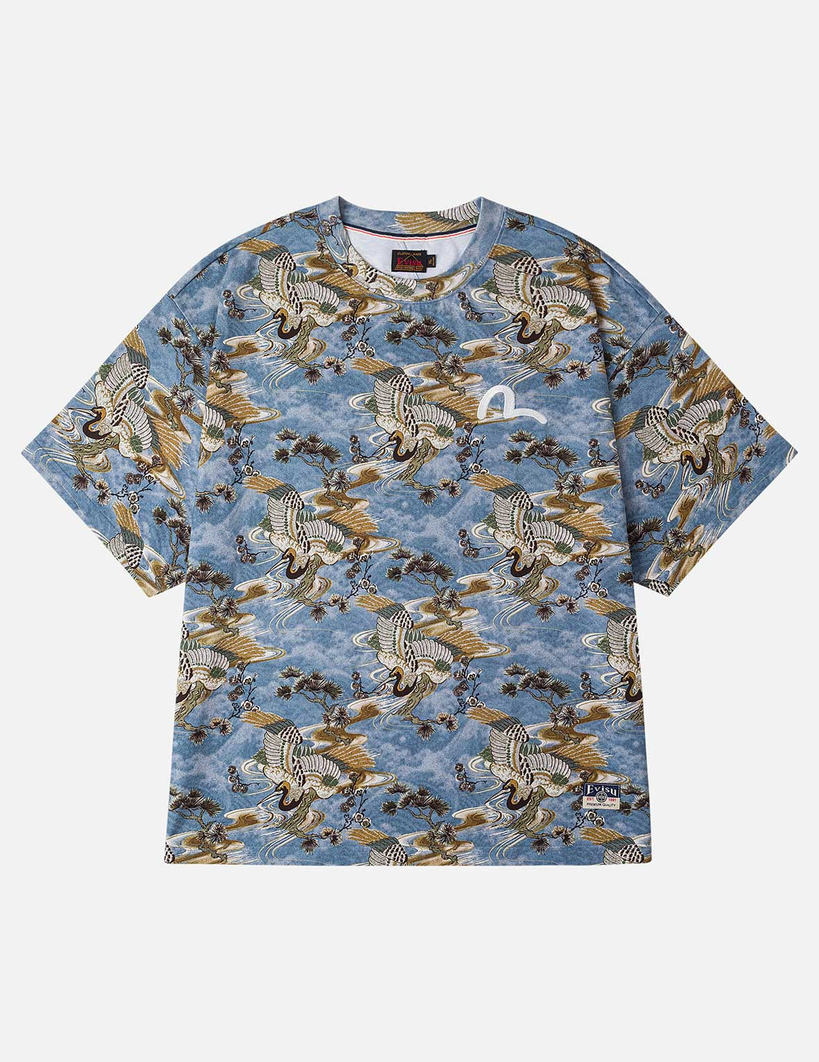Allover Crane Print Relax Fit T-shirt - 3