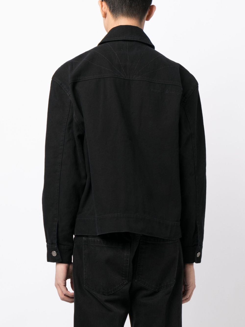 logo-embroidered cotton jacket - 4