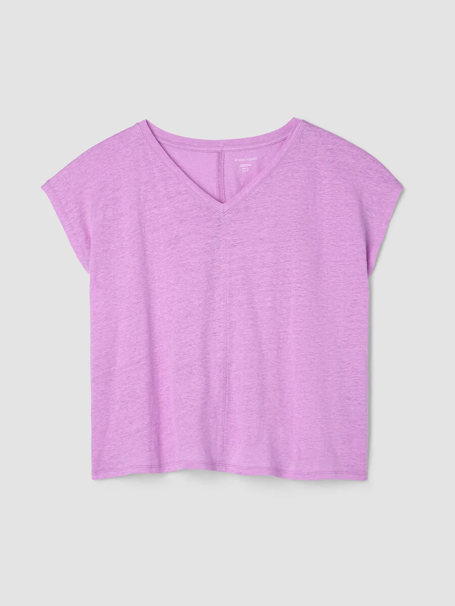Organic Linen Jersey V-Neck Tee - 1