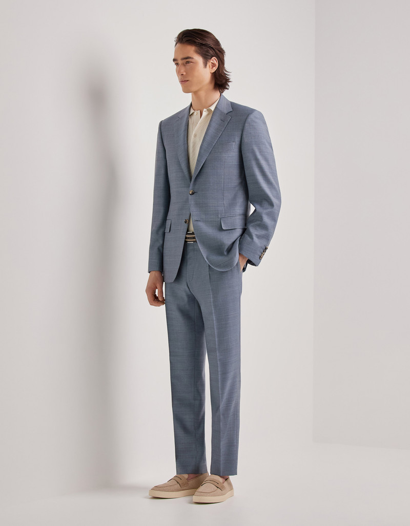 BRIANZA GREEN DENIM-EFFECT WOOL REGULAR-FIT SUIT 3