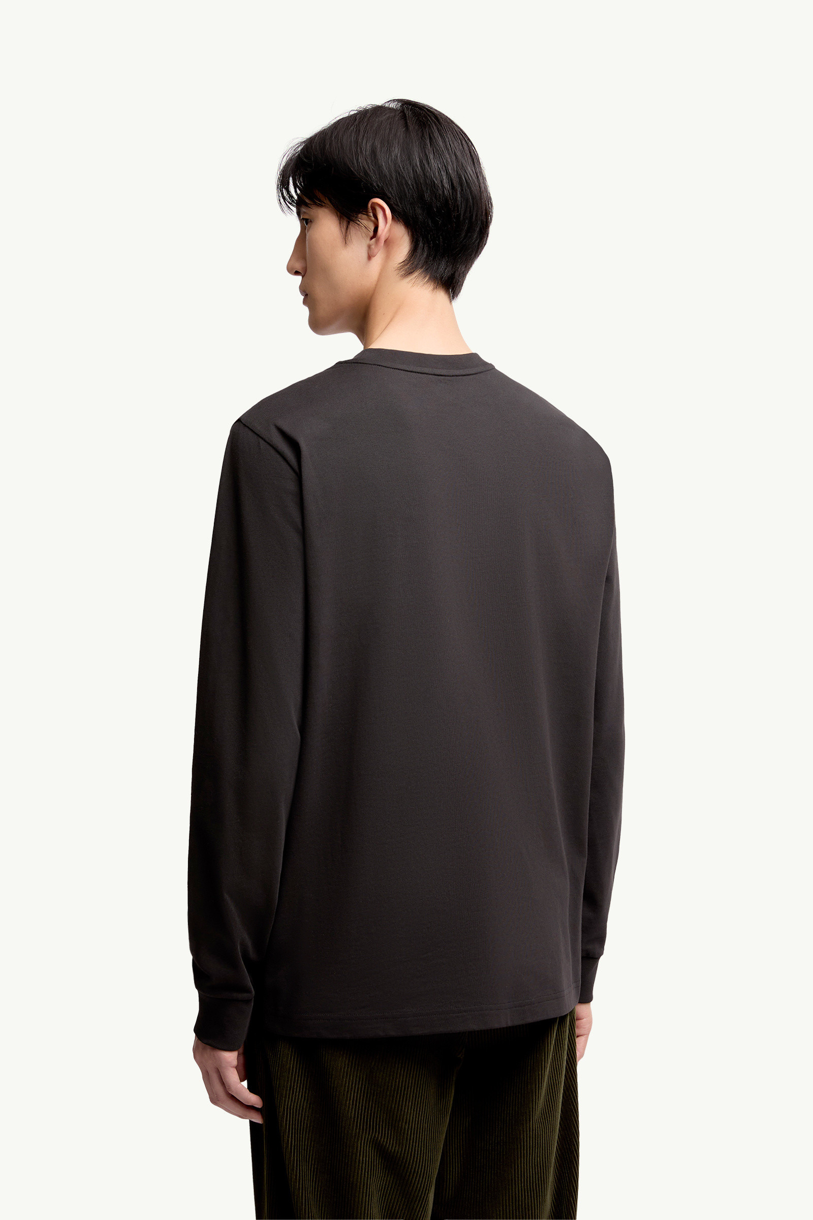 Leather Logo Long Sleeve Cotton T-Shirt - 5