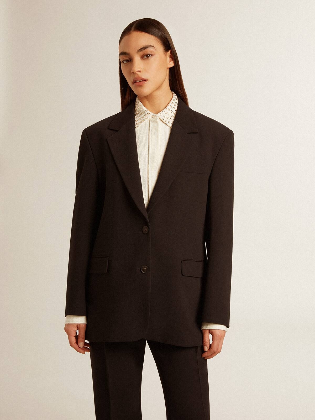 Women’s black wool-blend blazer jacket - 3