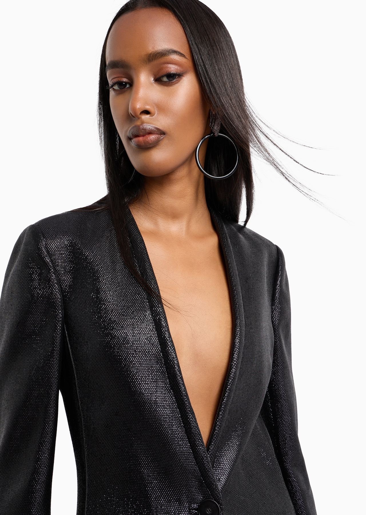 Single-breasted jacket in fluid armure lurex - 5