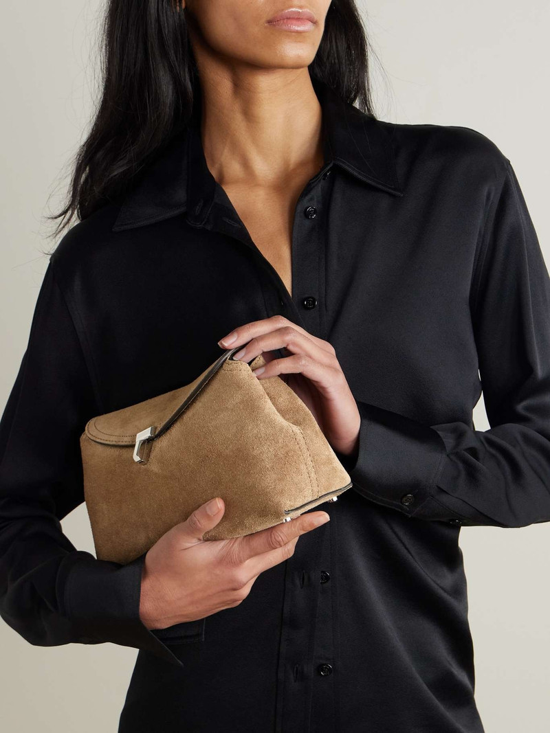 Totême T-Lock suede clutch Brown outlook