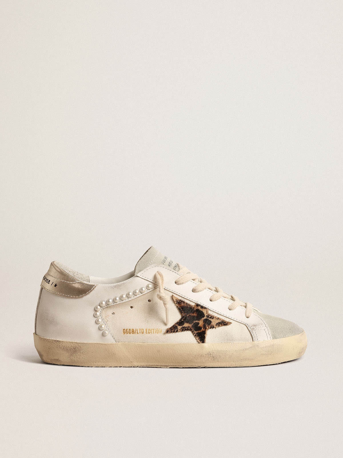 Super-Star LTD in canvas and leather with leopard-print pony skin star - 1
