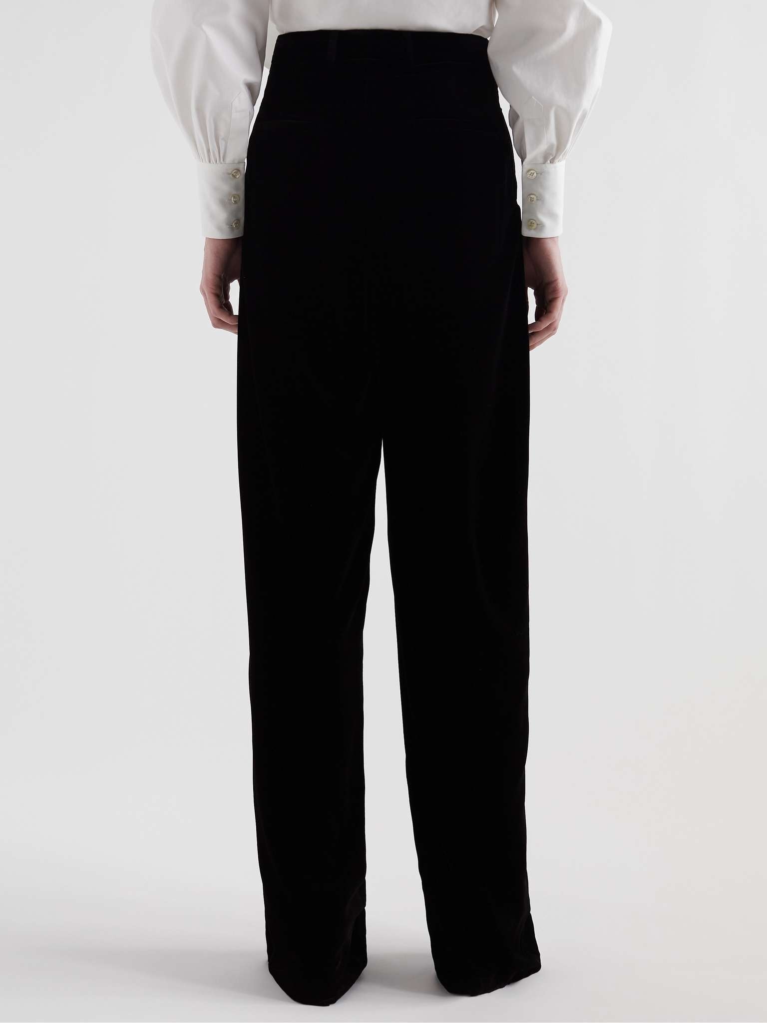 Wide-Leg Velour Trousers - 6