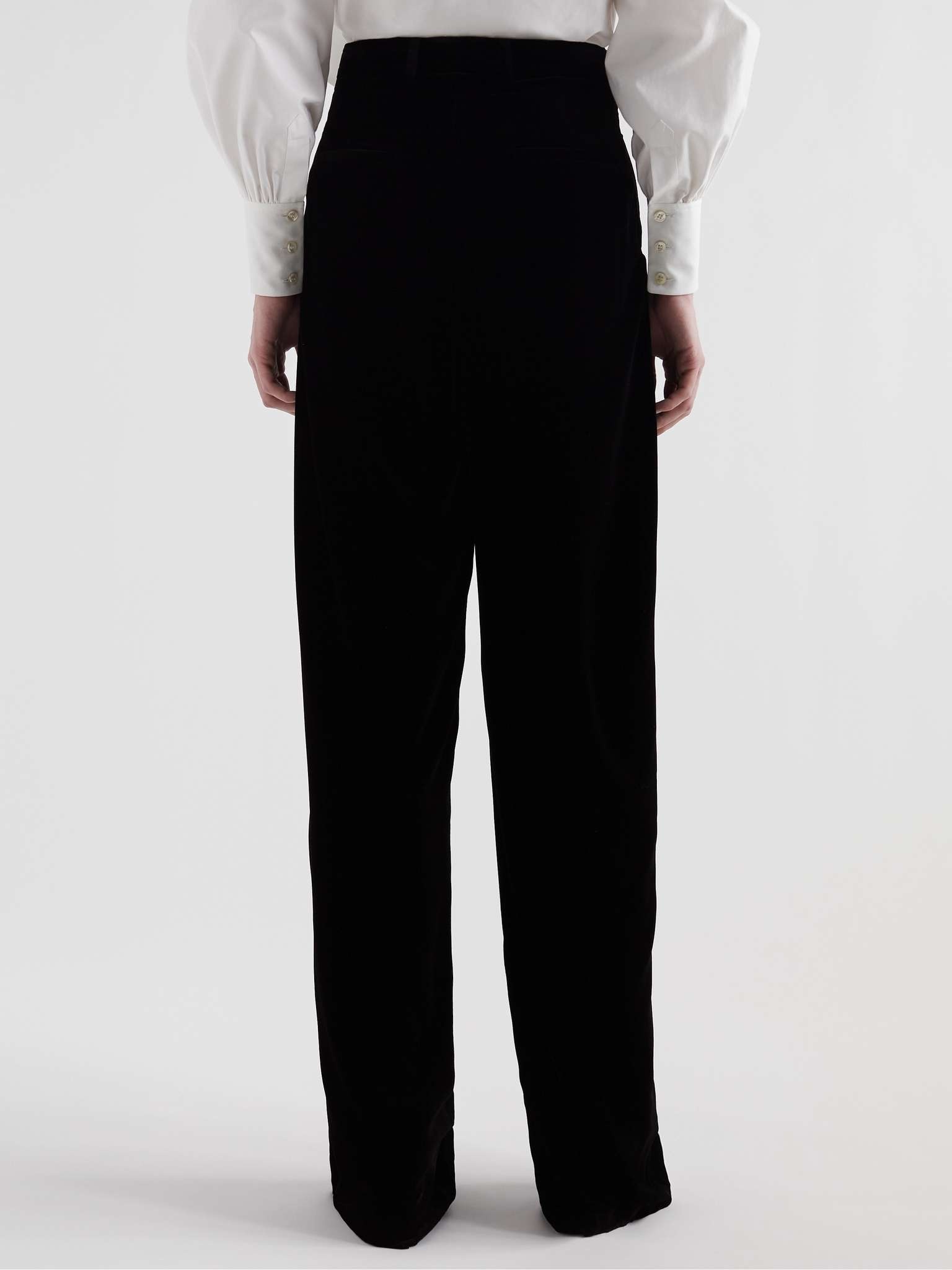 Wide-Leg Velour Trousers - 4