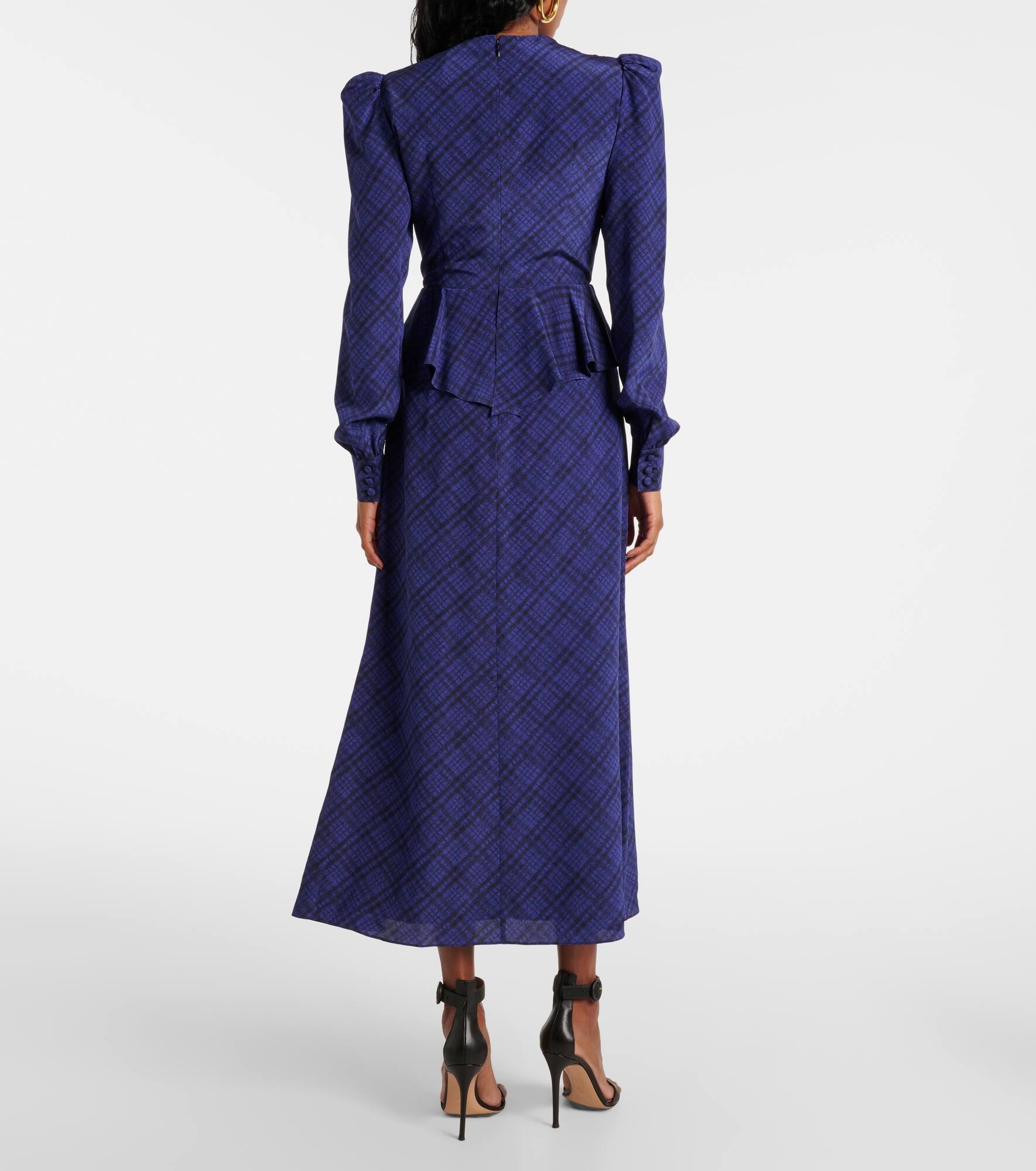 Tartan silk midi dress - 3