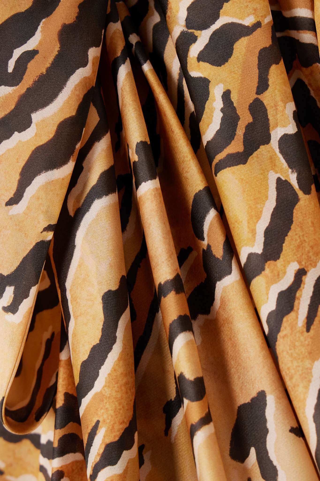 Matchmaker bow-detailed tiger-print silk-faille midi dress - 4