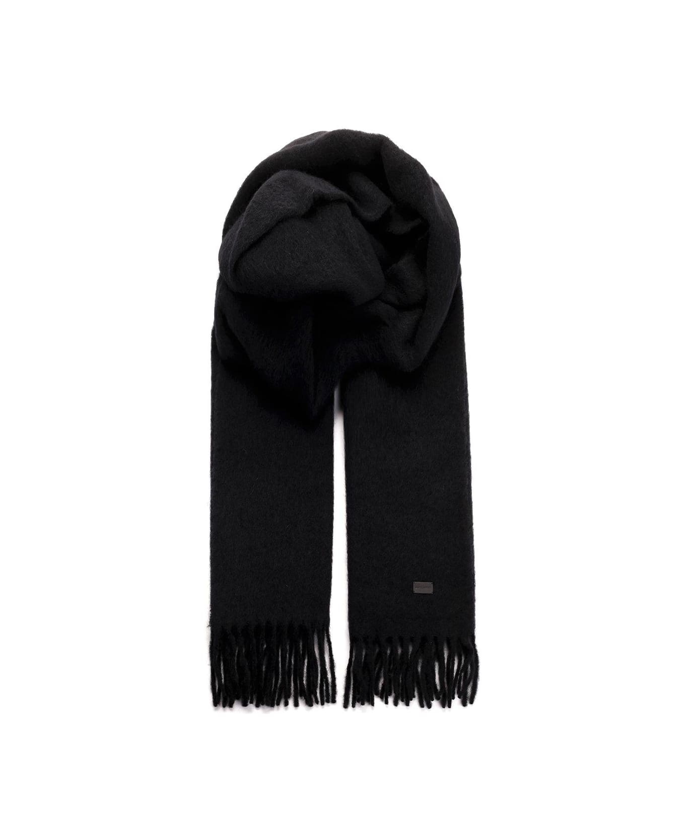 Logo Plaque Fringed Scarf - 1