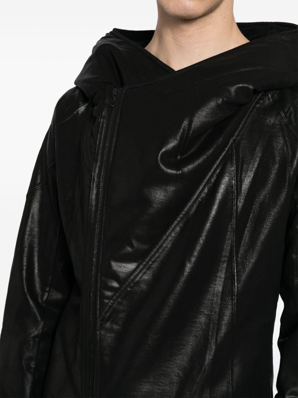 off-centre faux-leather jacket - 5