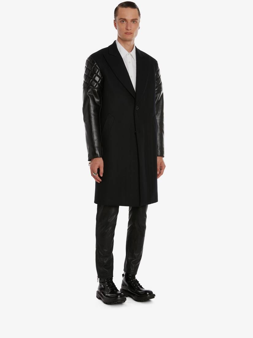 Hybrid Biker Sleeve Coat in Black - 3