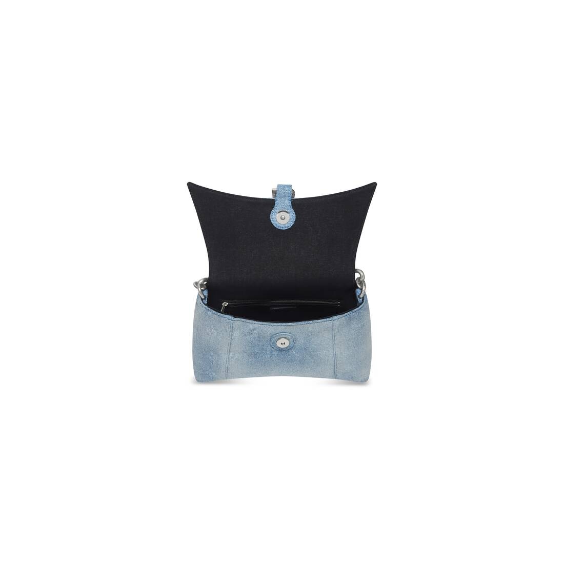 downtown small shoulder bag with chain in denim - 6