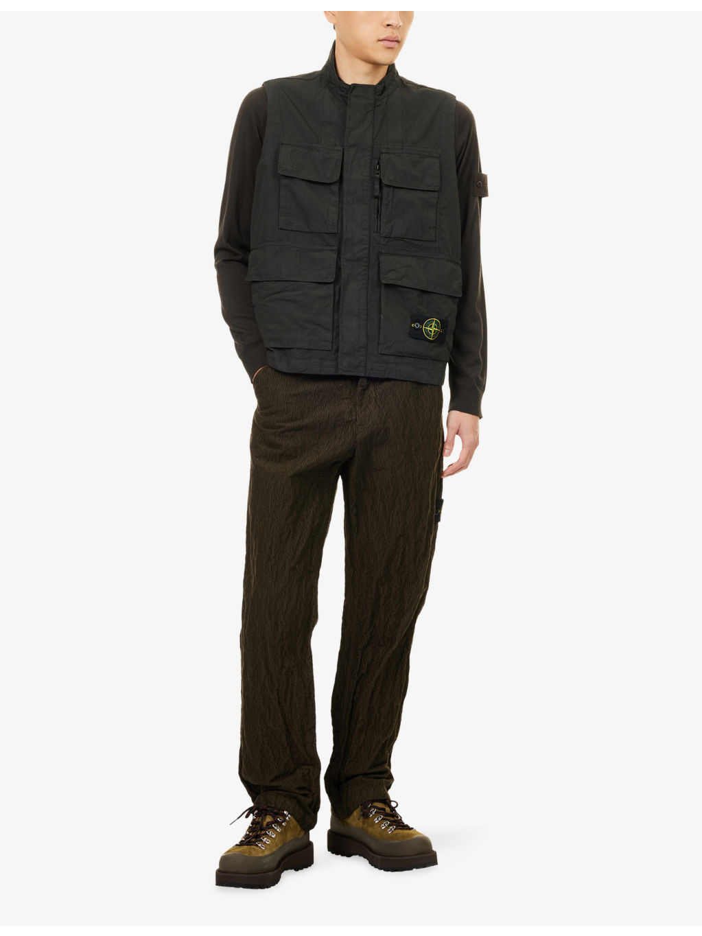 Logo-Badge Canvas Weave Cotton Vest - 2