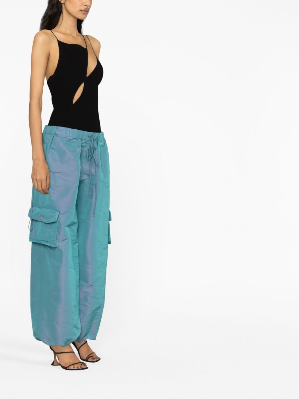 low-rise iridescent cargo pants - 3