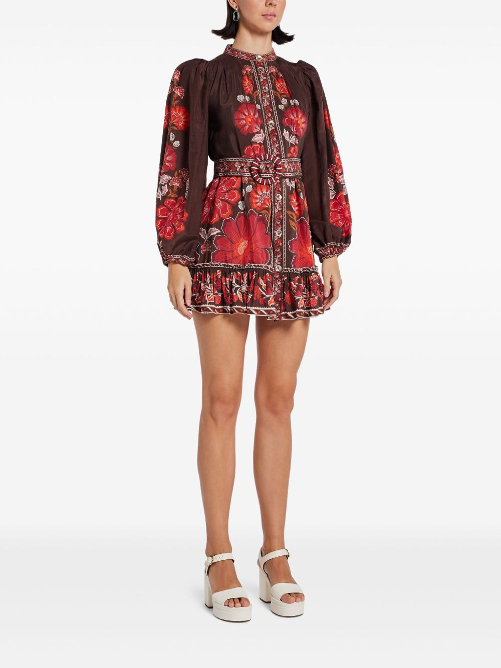 floral-print mini dress - 3