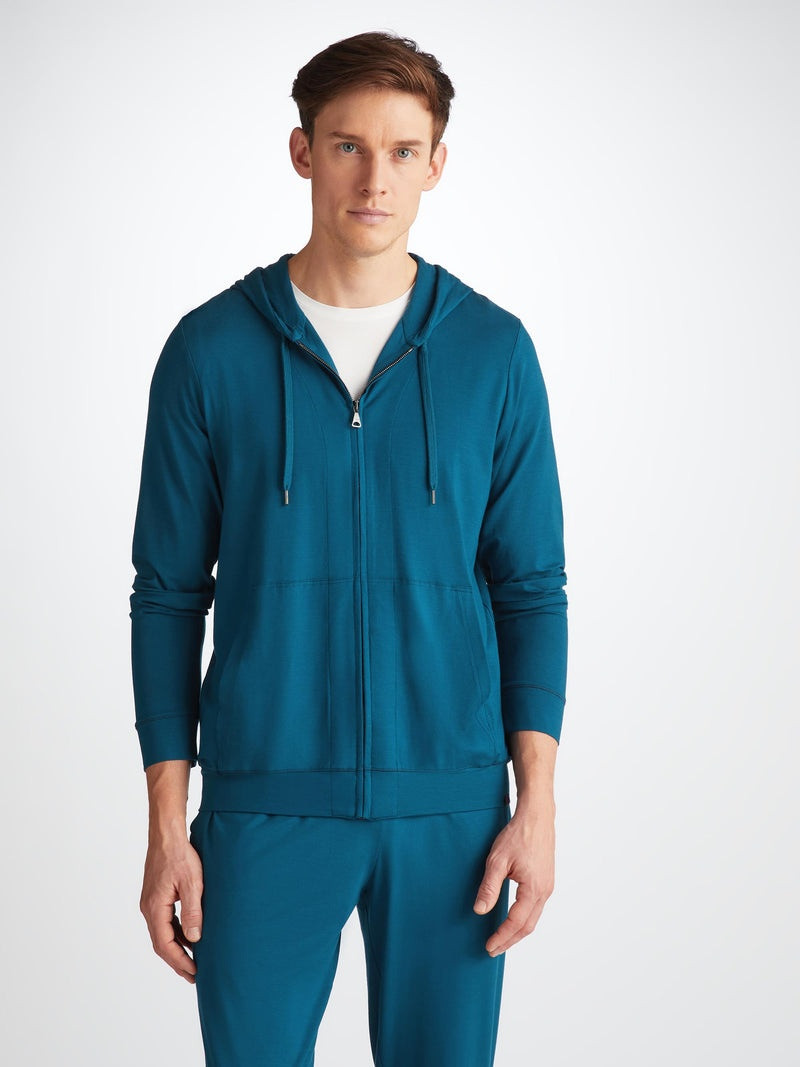 Derek Rose Men's Hoodie Basel Micro Modal Stretch Poseidon Blue outlook