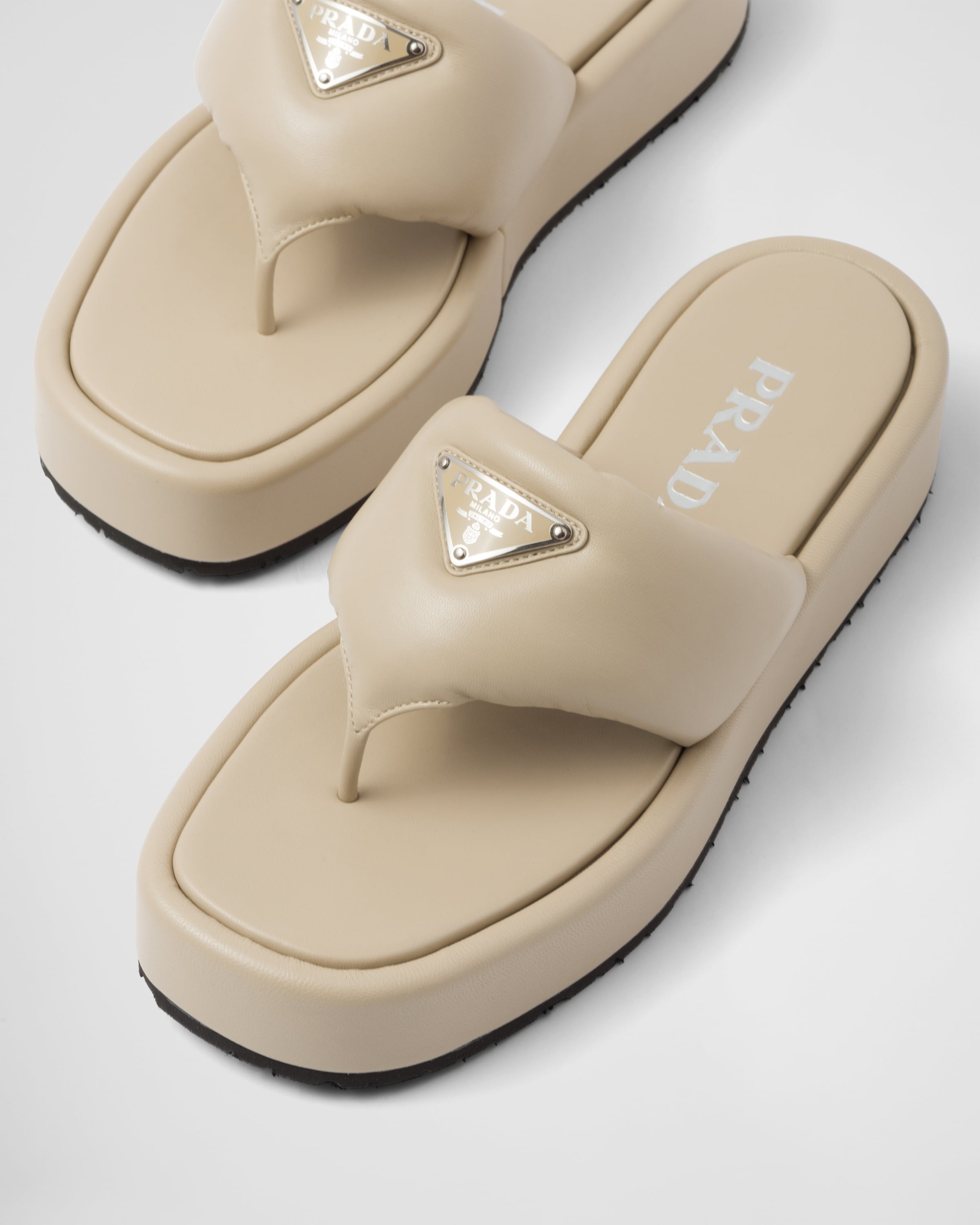 Prada Soft padded nappa leather thong wedge sandals - 6