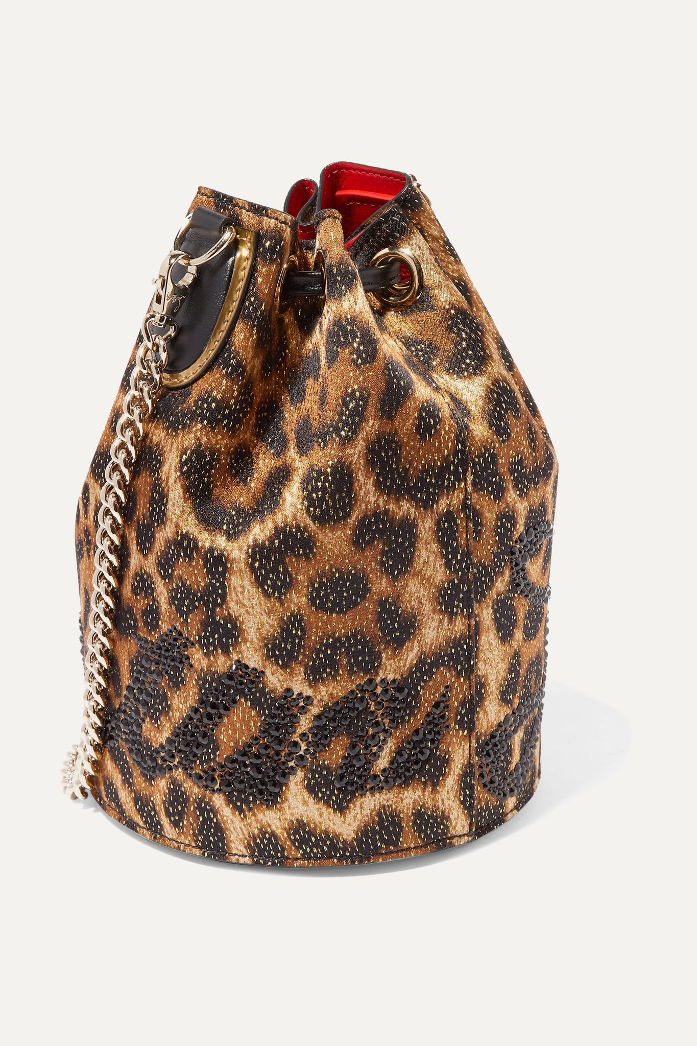 Marie Jane embellished leopard-print Lurex and leather bucket bag - 3