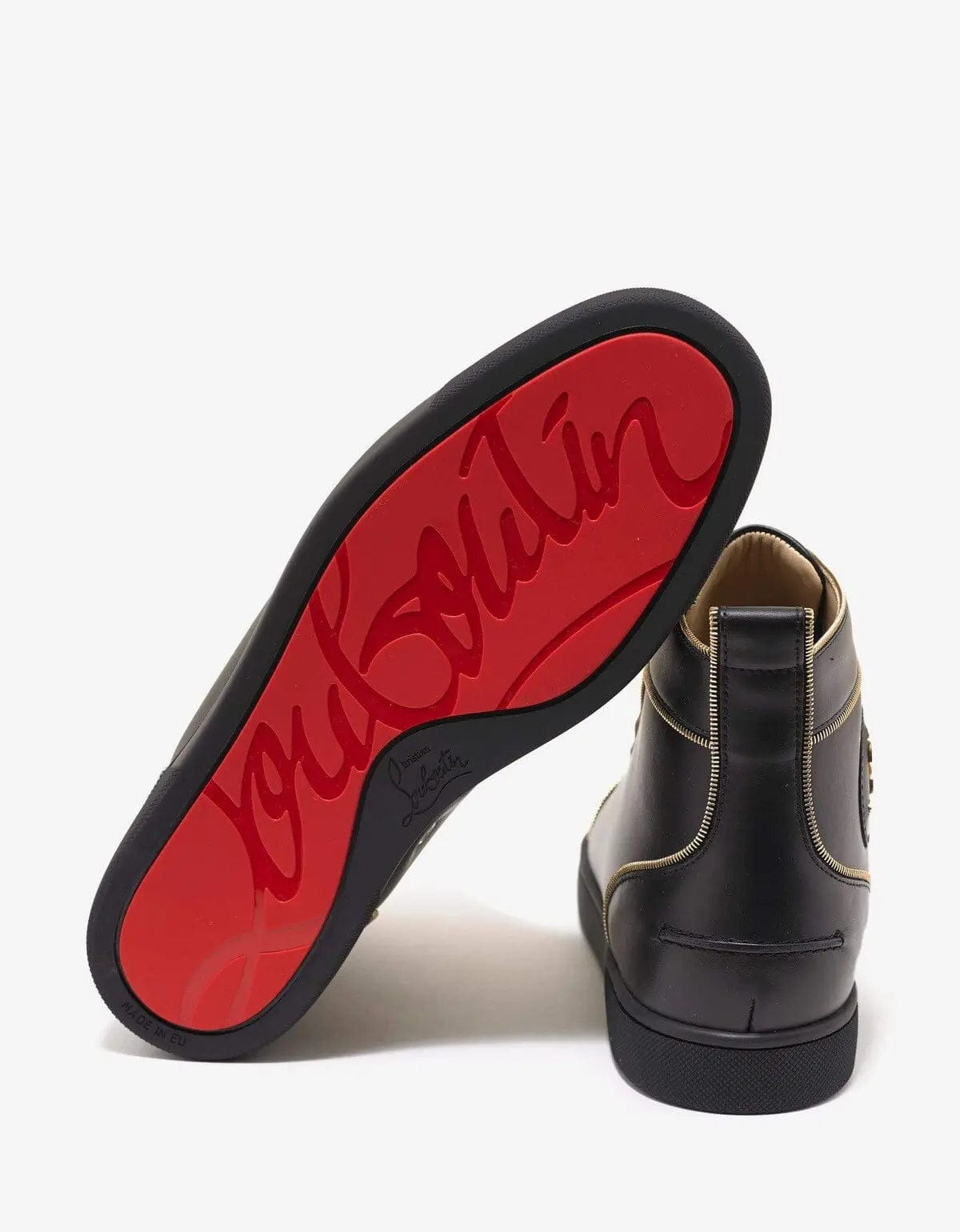 Christian Louboutin Louis Z Flat Black Leather High Top Trainers - 6