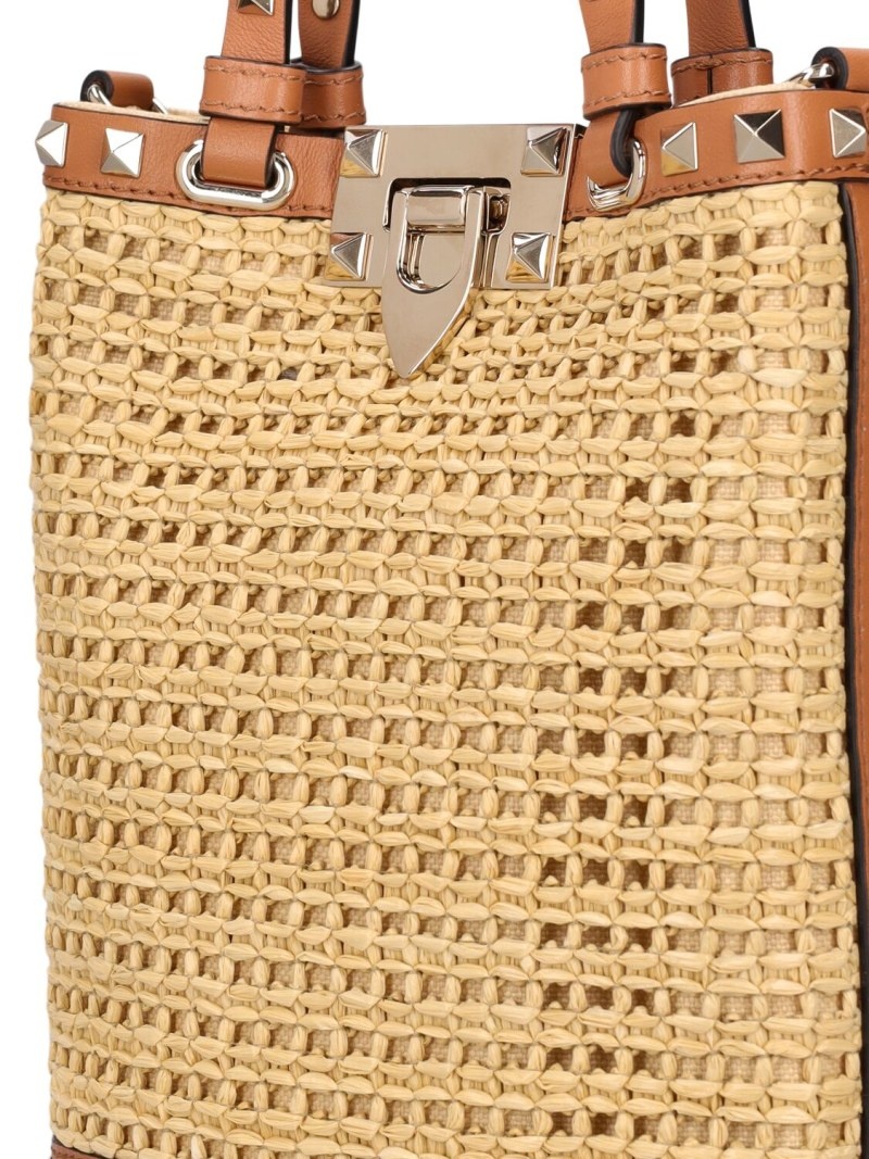 Rockstud raffia effect bucket bag - 3