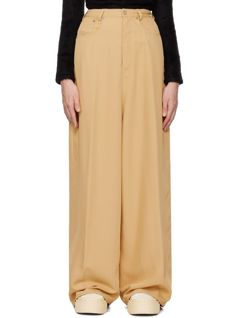Yellow Fluid Viscose Twill 5 Pocket Trousers 1