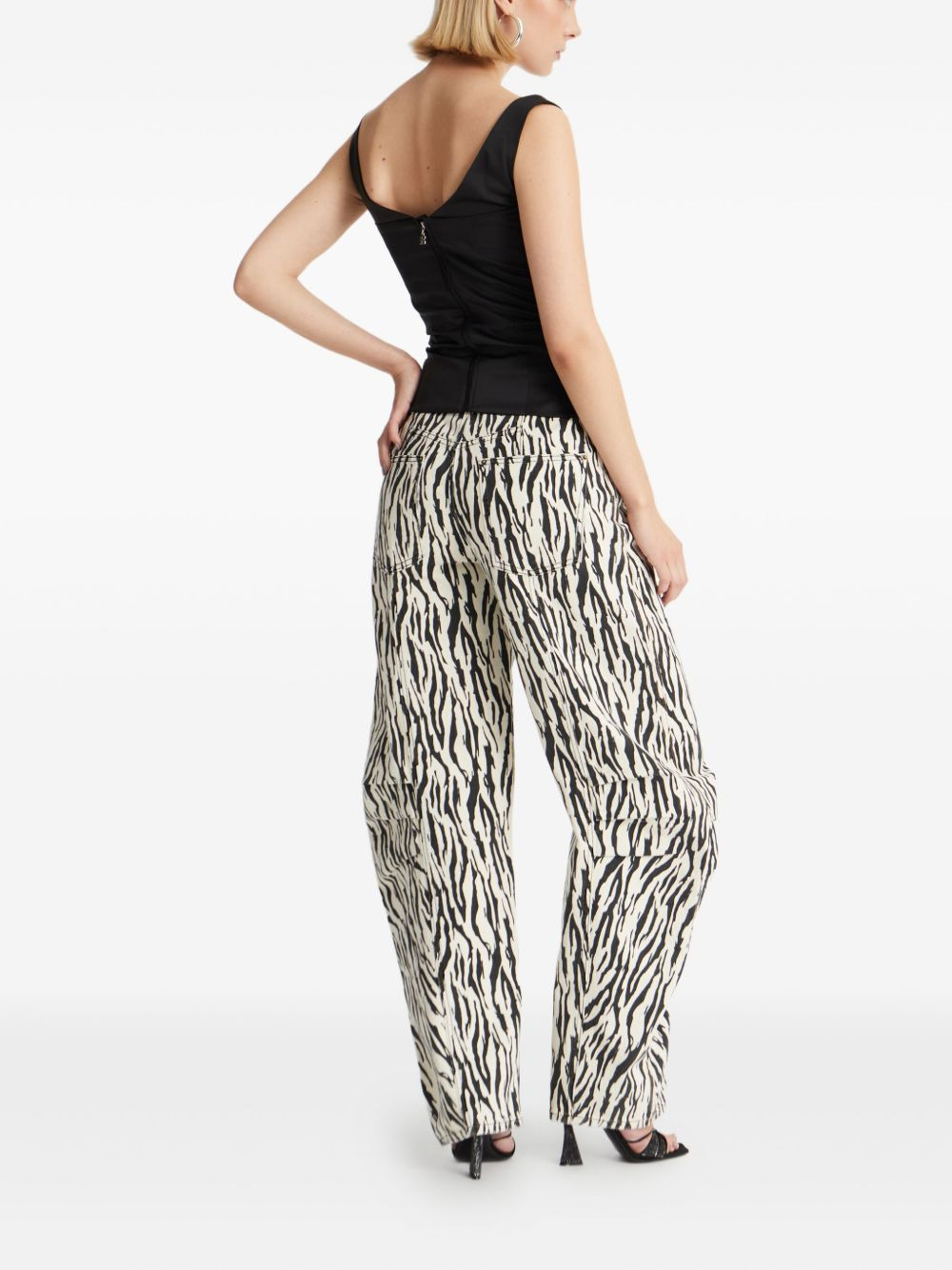 zebra-print twill pants - 3
