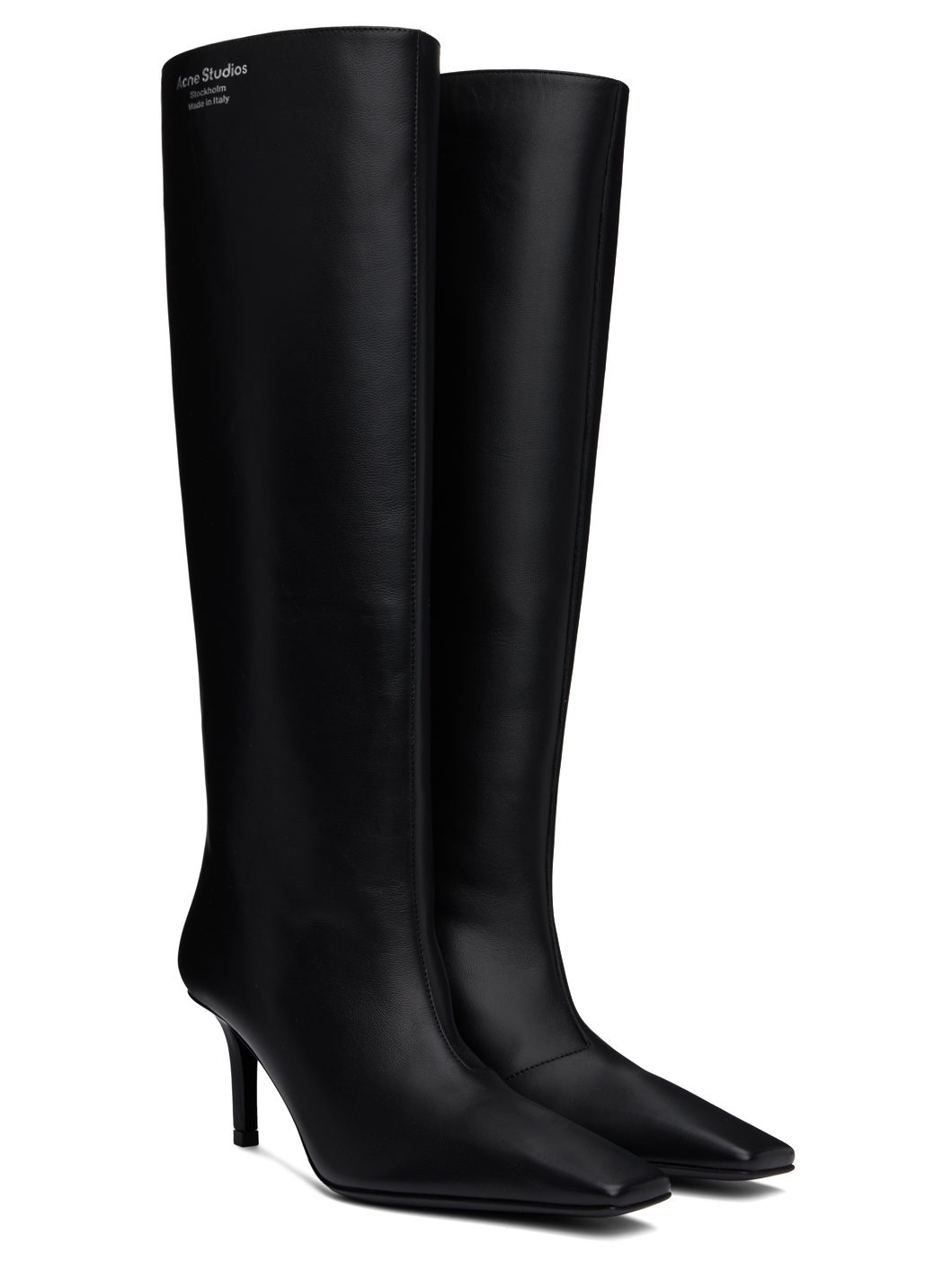 Black Leather Tall Boots - 4