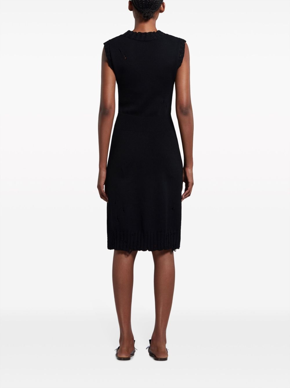 distressed-effect knitted cotton dress - 4