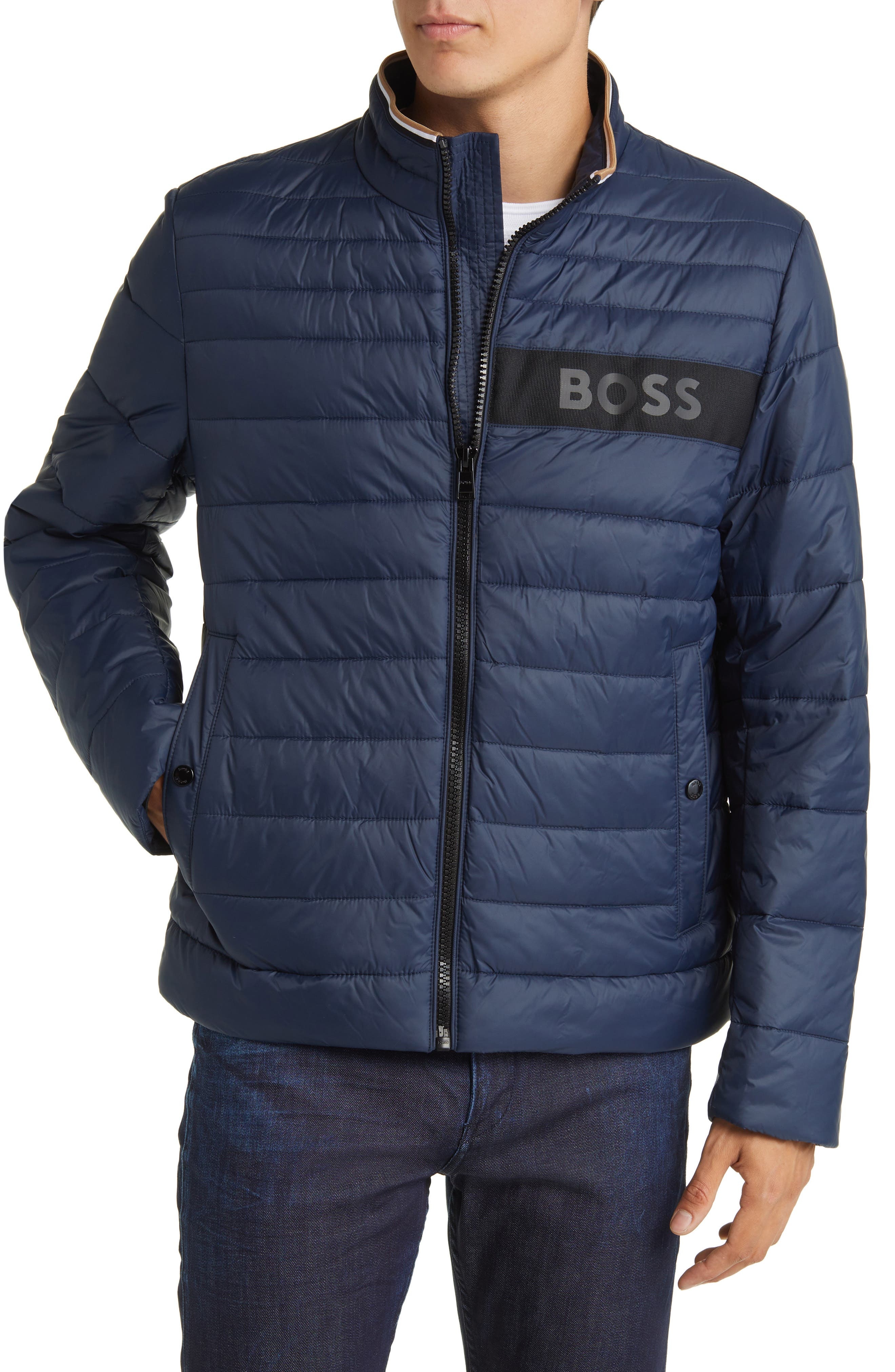 BOSS Darolus Quilted Puffer Jacket in Dk Bu at Nordstrom - 4
